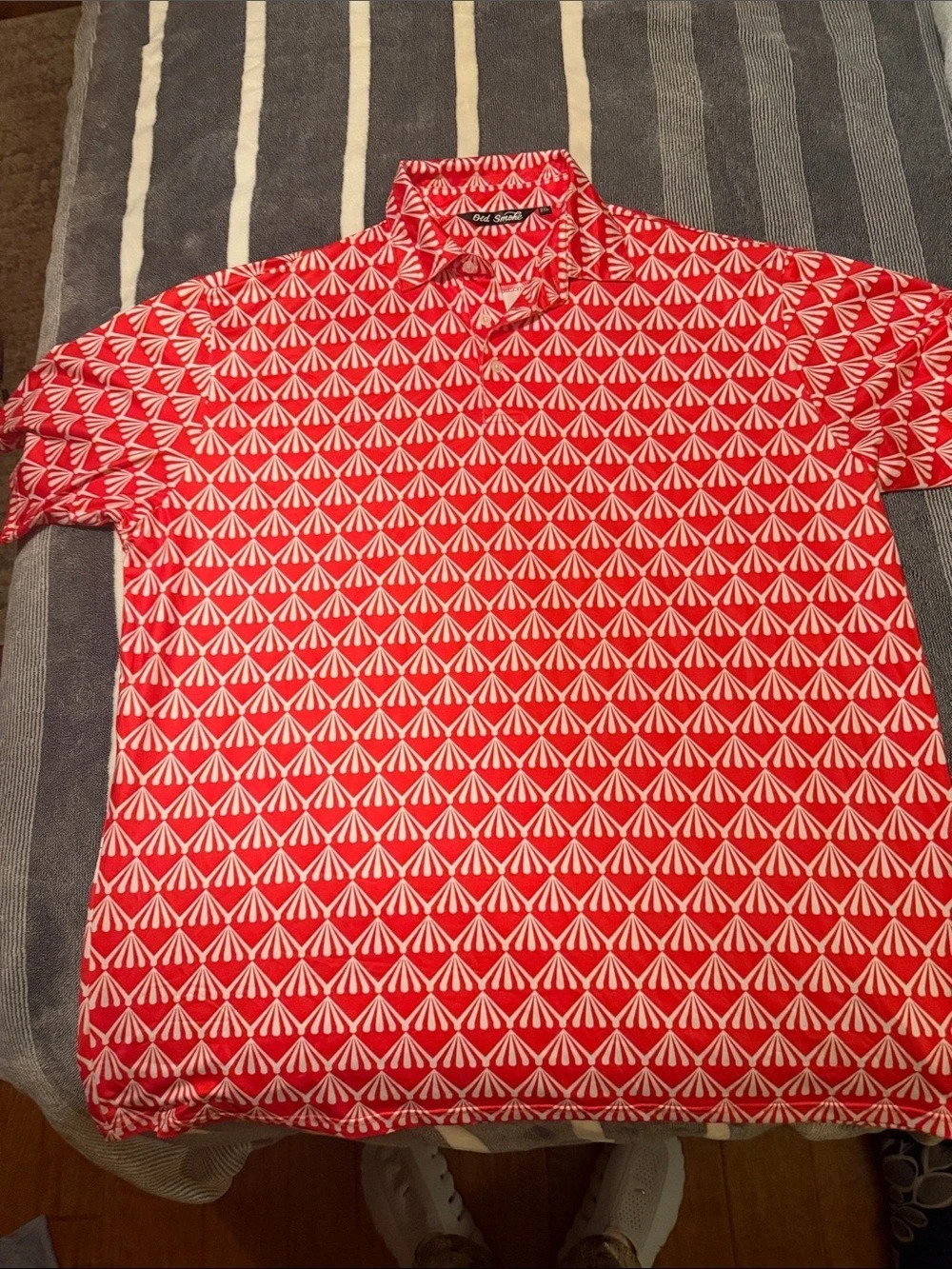 SARATOGA Old Smoke Geometric Short Sleeve Shirt Red & White 2XL